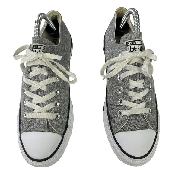 Converse All Star Low Top Metallic Silver Thread Sneakers Womens‎ Size 9 - Picture 4 of 10